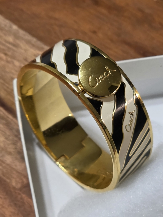 Coach Jewelry - Coach Zebra Print Hinged Bangle Bracelet Vintage Fashion Jewelry Accessories